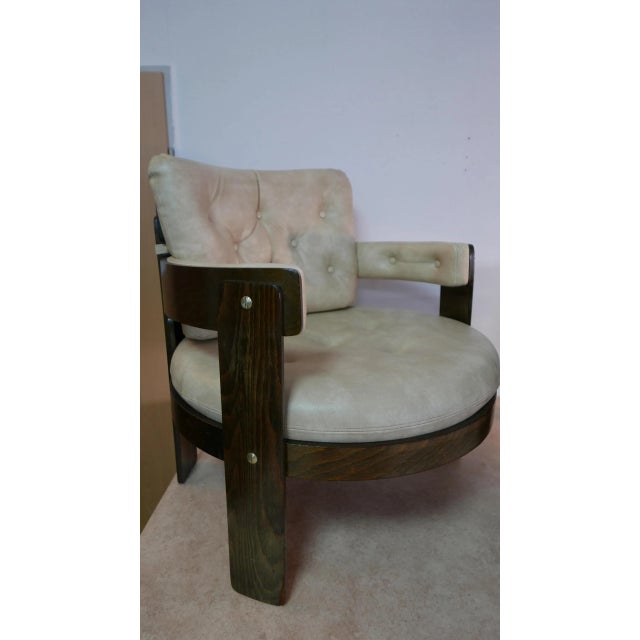 Set of Pagwood and Skai Leather Lounge Chair and Glass Table Set, 1970s For Sale - Image 9 of 13