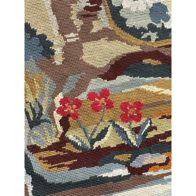 Vintage French Needlepoint Tapestry with Landscape Motif in the style of Aubusson, 1960s For Sale - Image 13 of 18