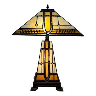 Square Table Lamp in the style of Tiffany For Sale