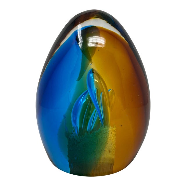 Vintage Studio Glass Egg Shaped Paperweight Chairish
