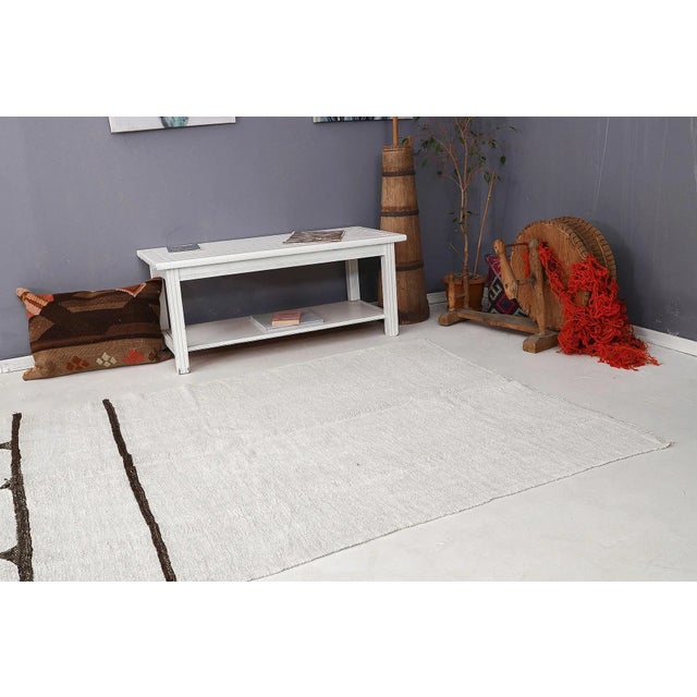 Mid 20th Century Modern Vintage Hemp Kilim Rug For Sale In Los Angeles - Image 6 of 7