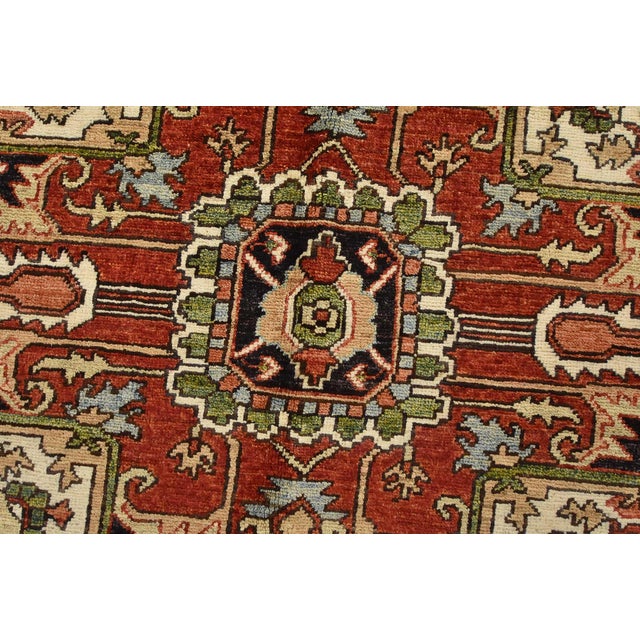 Red Heriz Ziegler Rug 9′ X 11’11” Red Wool Traditional Hand-Knotted Oriental Carpet For Sale - Image 8 of 15