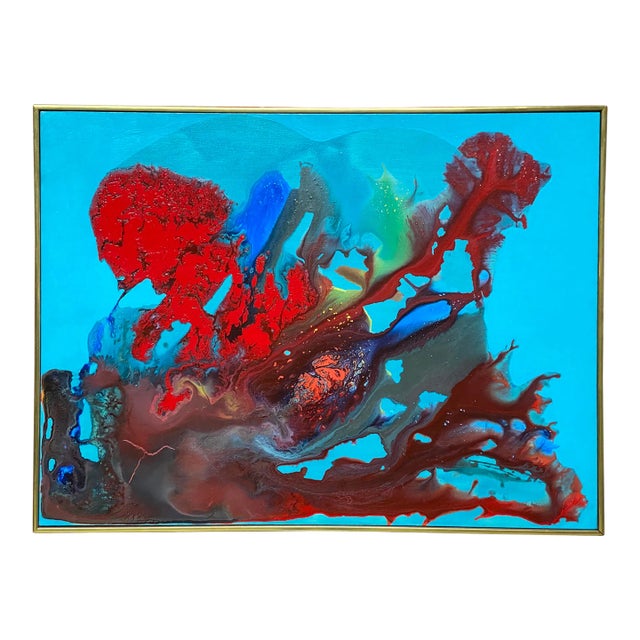 1960s Phillip Schreibman Style Psychedelic Spatter and Blow Painting For Sale