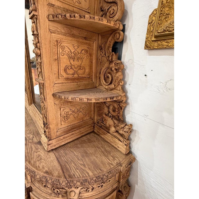A Masterpiece French 19th Century Louis XIII Bleached Solid Oak Hunting Buffet or Bookcase For Sale - Image 12 of 18
