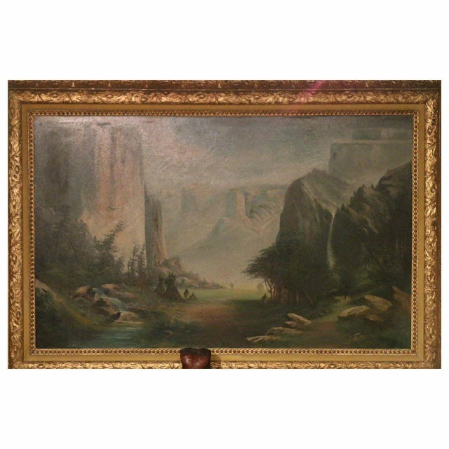 Traditional 19th Century Yosemite Valley Oil Painting, Framed For Sale - Image 3 of 5
