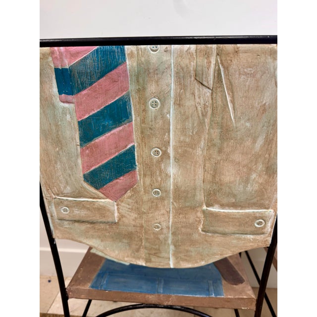Pair of Vintage Trompe L’oeil Hand-Painted Iron and Fiberglass Chairs, Style of John Vesey For Sale In West Palm - Image 6 of 11
