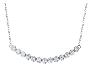 Natural Round Cut Diamond Chain Pendant White Gold