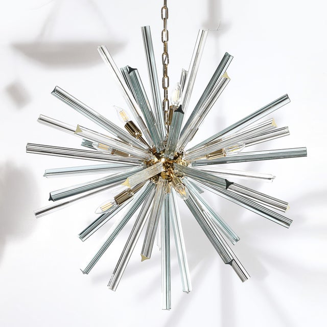 Modernist Hand-Blown Murano Smoked Aquamarine Camer Glass Sputnik Chandelier For Sale - Image 4 of 12