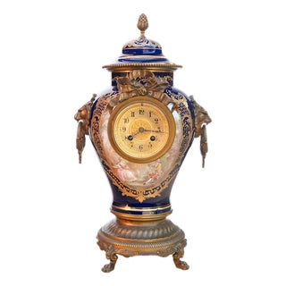 Antique French Sèvres Porcelain G. Poitevin Ormolu Japy Freres 8 Day Clock 1875 For Sale