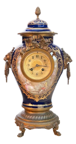 Antique French Sèvres Porcelain G. Poitevin Ormolu Japy Freres 8 Day Clock 1875