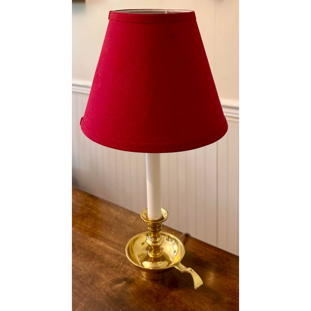Mid-Century Modern Leviton Brass Chamberstick Accent Lamp For Sale - Image 3 of 12