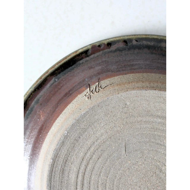 Brown Vintage Studio Pottery Platter Plate For Sale - Image 8 of 9
