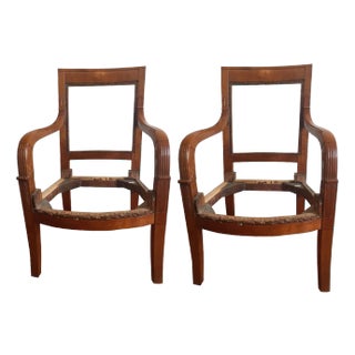 Set of 19th Century French Empire Cherry Wood Armchairs For Sale