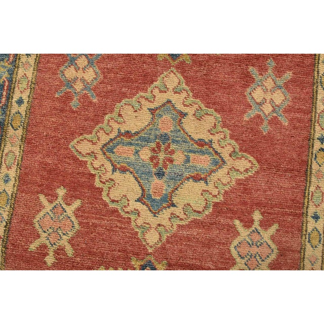 Kazak Runner 2’9” X 13’2” Red Wool Tribal Hand-Knotted Oriental Rug For Sale - Image 4 of 12