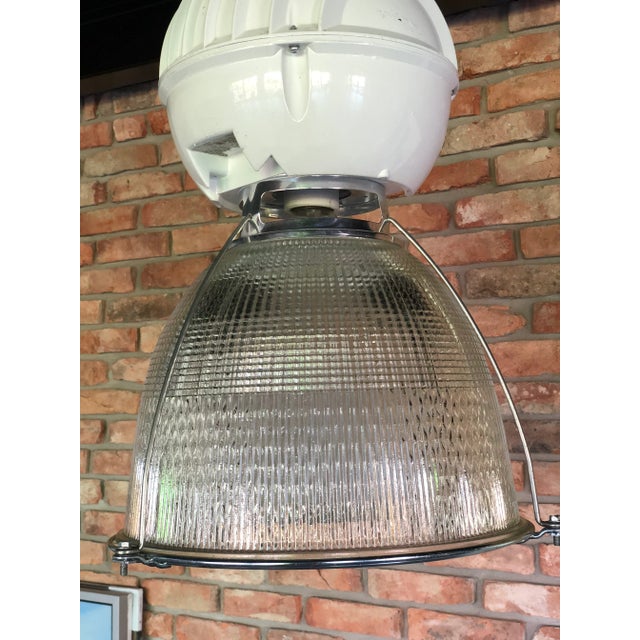 Silver Vintage Industrial Glass & Metal Loft Lamp from Holophane, 1980s For Sale - Image 8 of 10