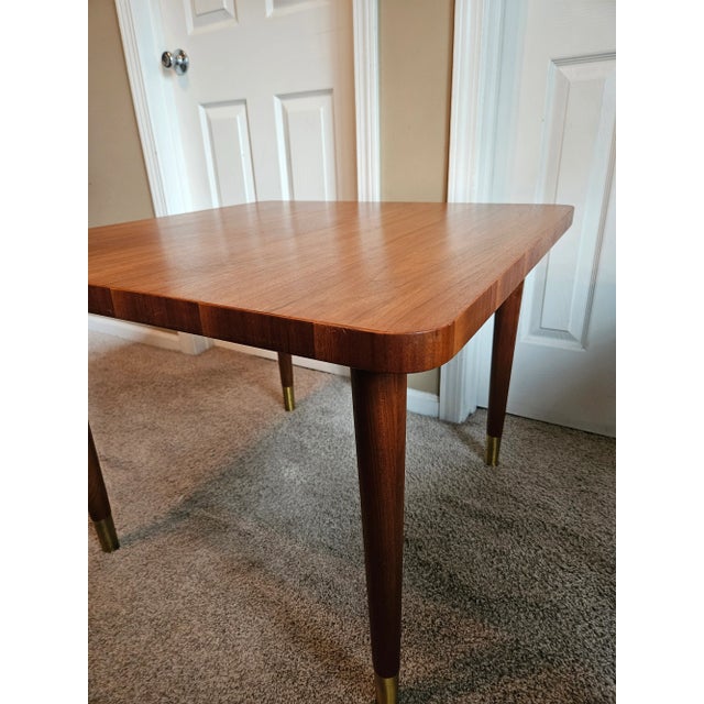 Mid-Century Walnut and Brass Square Side Table For Sale - Image 10 of 13
