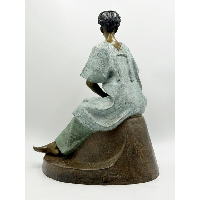 Víctor Gutiérrez Monumental Mexican Bronze Seated Woman Sculpture, 1989 For Sale - Image 4 of 18