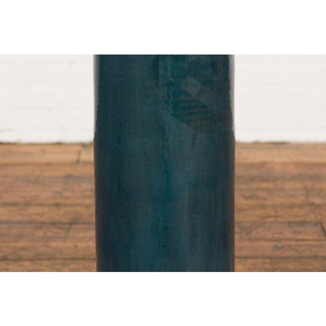 Ceramic Artisan Made Prem Collection Blue Floor Ceramic Vase with Screen Patterns For Sale - Image 7 of 12