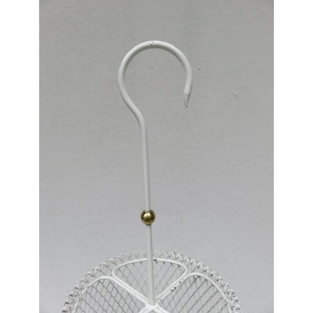 1950s Mid-Century White & Yellow Metal & Brass Umbrella Stand, Tray, & Jug , Set of 3 For Sale - Image 5 of 18