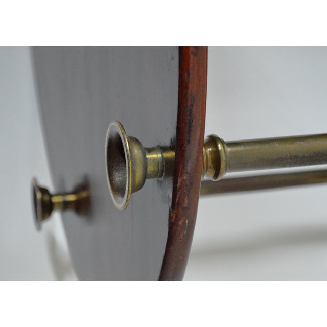 1930s Mahogany Brass Three Tier Oval English Campaign Style Etagere Shelf For Sale - Image 9 of 14