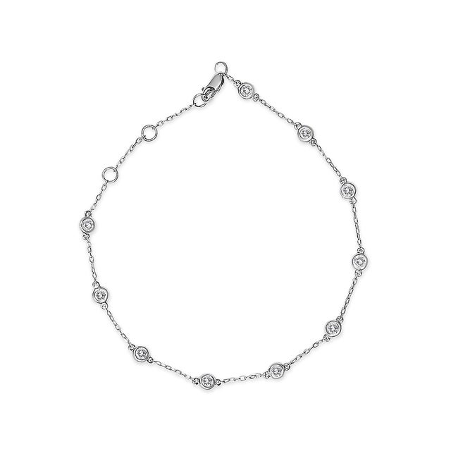 Haus of Brilliance 14K White Gold 1/2 Cttw Diamond by Yard Bracelet For Sale - Image 4 of 4