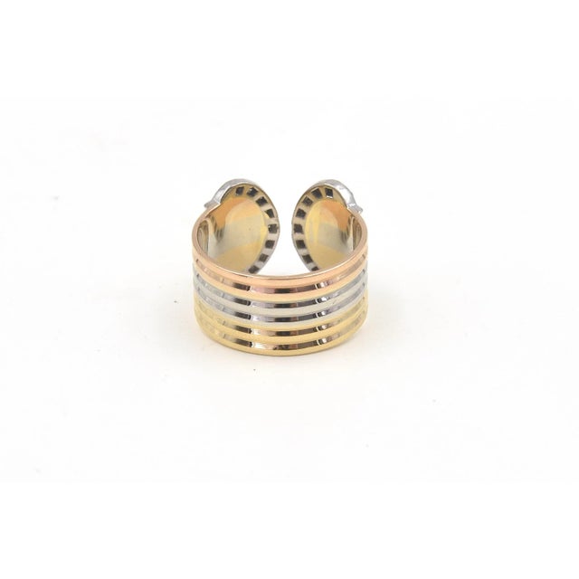 Gold Cartier Trinity Tri Color Gold Double C Band Ring For Sale - Image 8 of 10