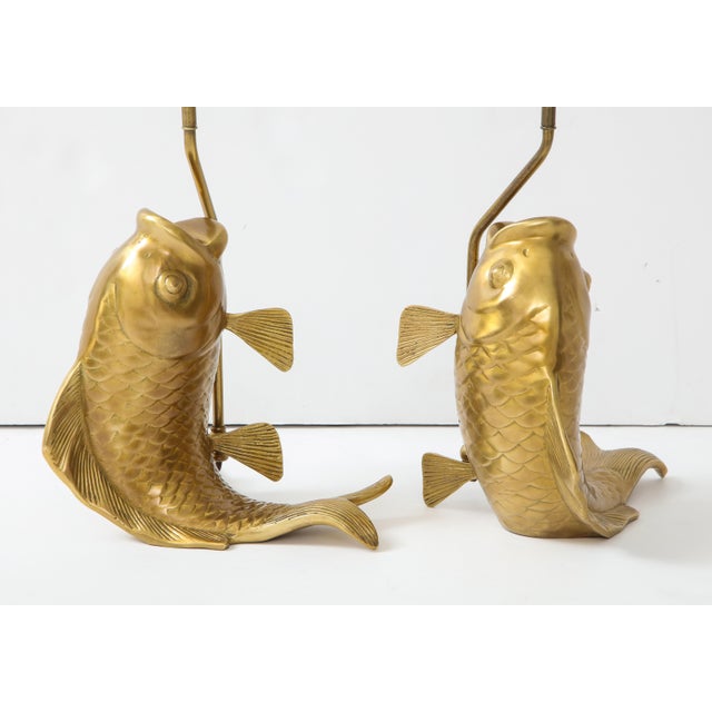 Satin Brass Koi Fish Lamps Pair Chairish