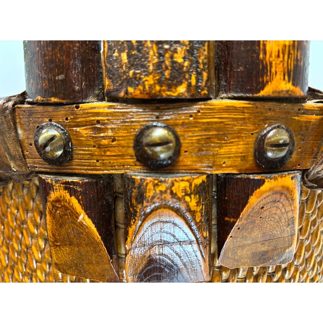 Antique Chinese Fisherman's Woven Willow Basket For Sale - Image 10 of 12