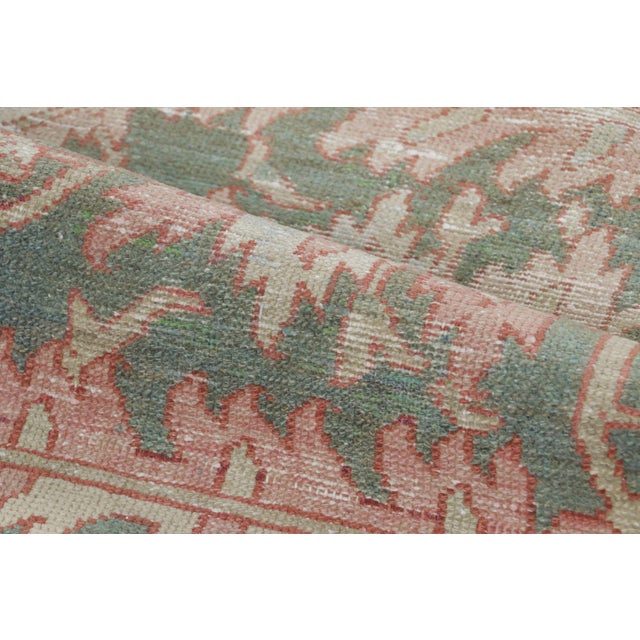 1900 - 1909 Antique Persian Karja Rug in Sage Green With Coral Medallions - Rug & Kilim For Sale - Image 5 of 6