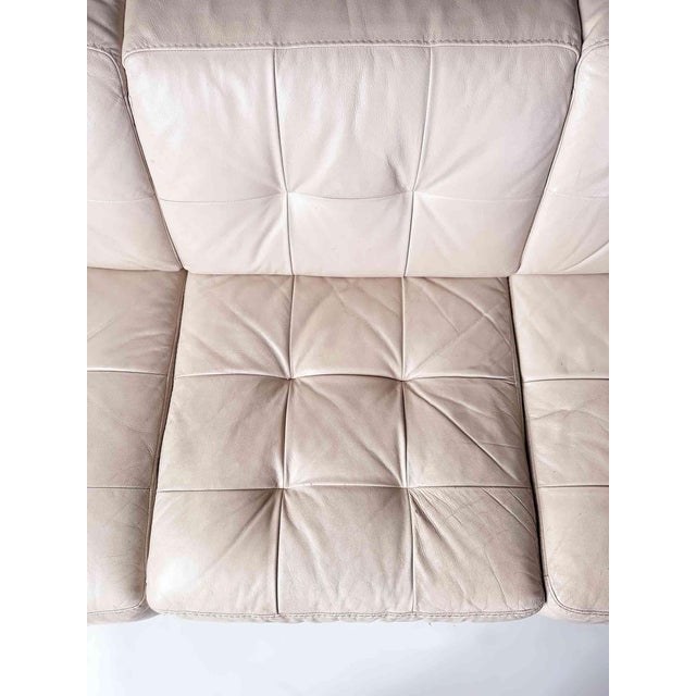 Modern Italian Off White Leather Sofa For Sale - Image 3 of 10