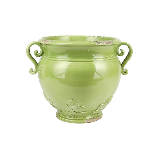 VIETRI VIETRI Rustic Garden Pistachio Basil Round Planter For Sale - Image 4 of 4