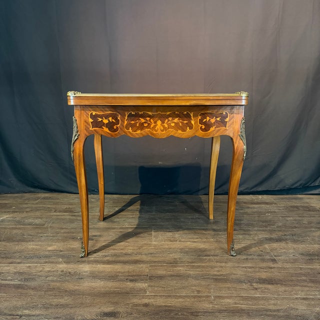 French Marquetry Belle Epoque Game Table For Sale - Image 9 of 18