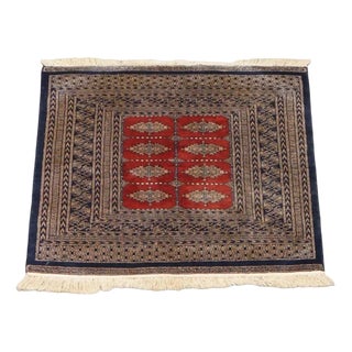 Oriental Square Decorative Rug with Refined Patterns in Red and Blue Colors For Sale