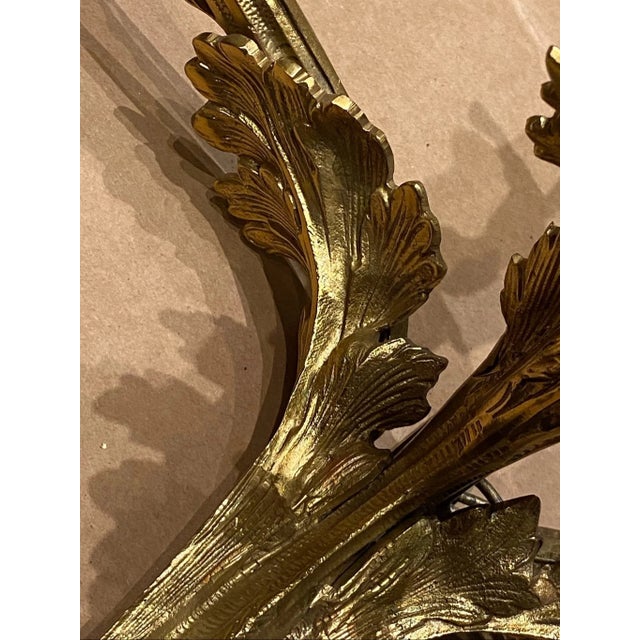 Vintage French Louis XVI Style Gilt Bronze 3-Light Wall Sconce For Sale - Image 4 of 7