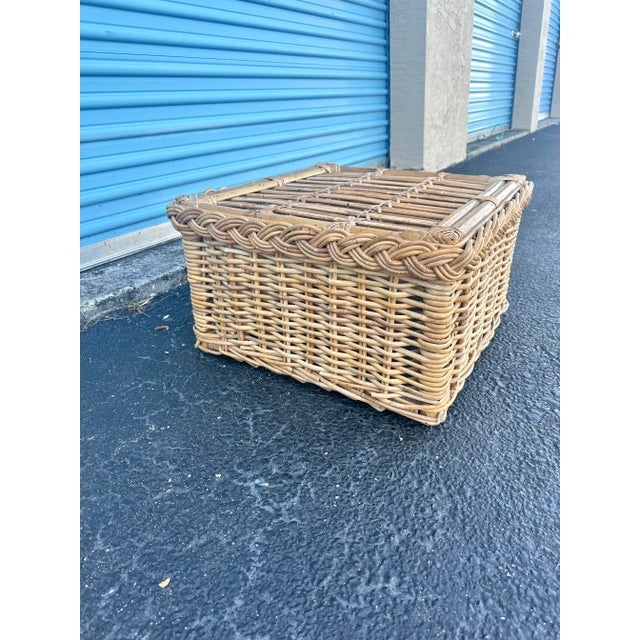 1980s Braided Rattan Footstool | Chairish