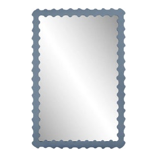 Fleur Home Audubon Bamboo Rectangle Mirror in Bachelor Blue, 36x48 For Sale