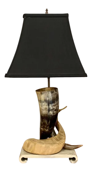 Decorative Steer Horn Table Lamp With Faux Marble Base