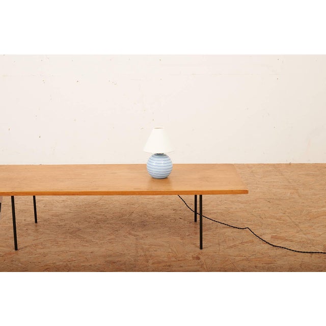 Glass Table Lamp with Light Blue Glass Base For Sale - Image 7 of 8