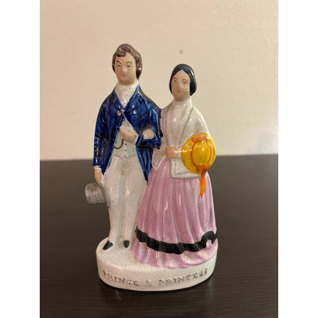 Antique English Staffordshire Prince and Princess Figure Circa 1860's Staffordshire, England, circa 1860's Prince wearing...