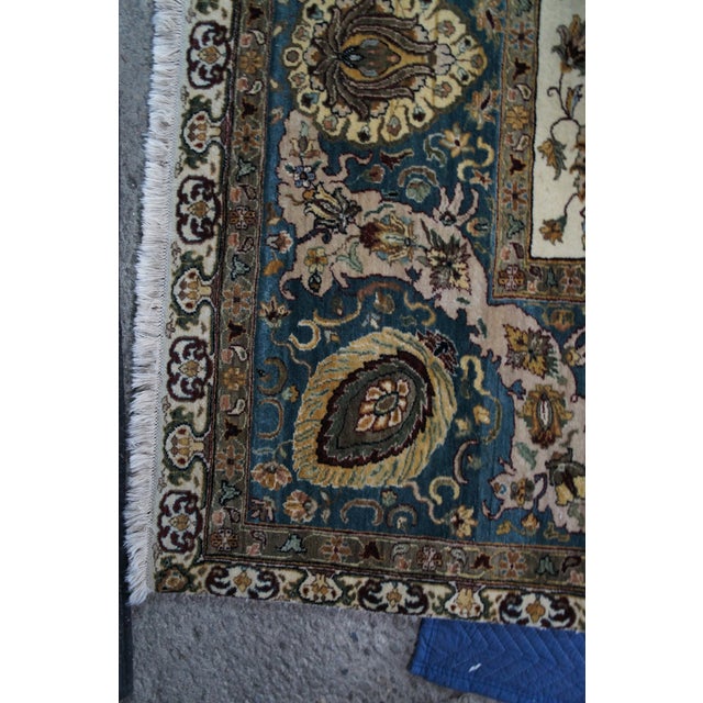 Traditional Hand Knotted Cream Blue Floral All Over Wool Area Rug 9' X 12' For Sale - Image 13 of 14