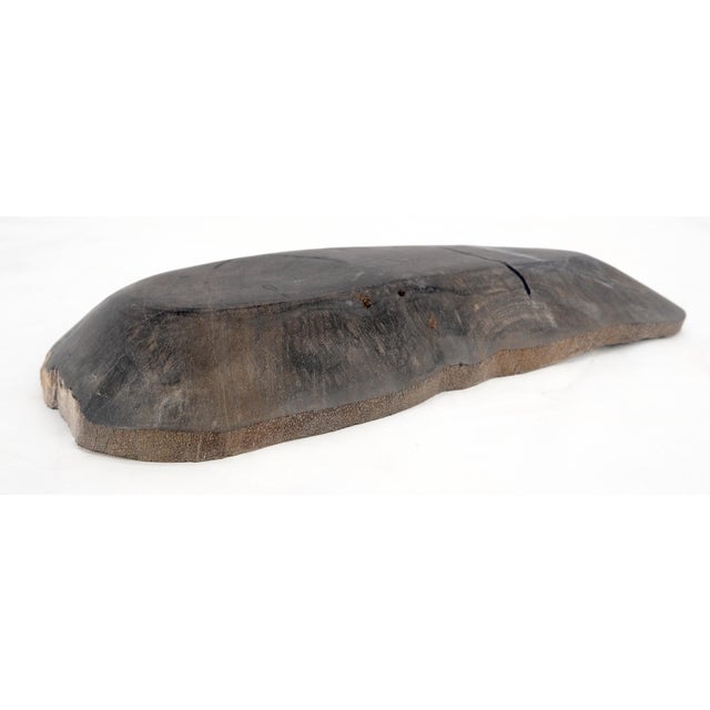 Wood Petrified Wood Round Shape Solid Black Round Bowl Dish Large Plate Ashtray MINT! For Sale - Image 7 of 9