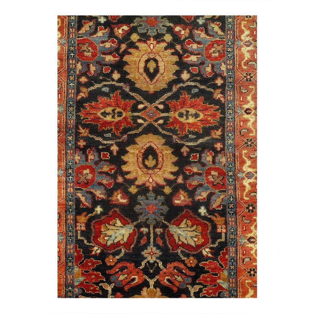 Traditional Pasargad DC Navy Blue Color Fine Hand Knotted Persian Tabriz Design Runner Rug For Sale - Image 3 of 4