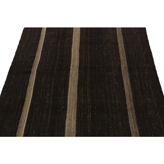 Tribal Vintage Kilim Rug in Beige-Brown Panel Style With Stripes For Sale - Image 3 of 7