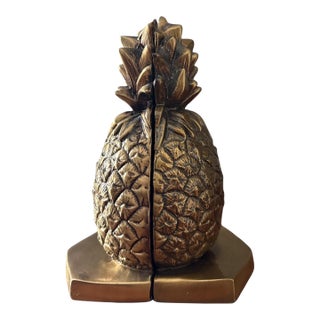 Mid 20th Century Brass Pineapple Bookends - A Pair For Sale