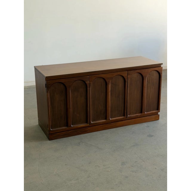 1960s Reworked Arched Walnut Credenza For Sale - Image 13 of 15