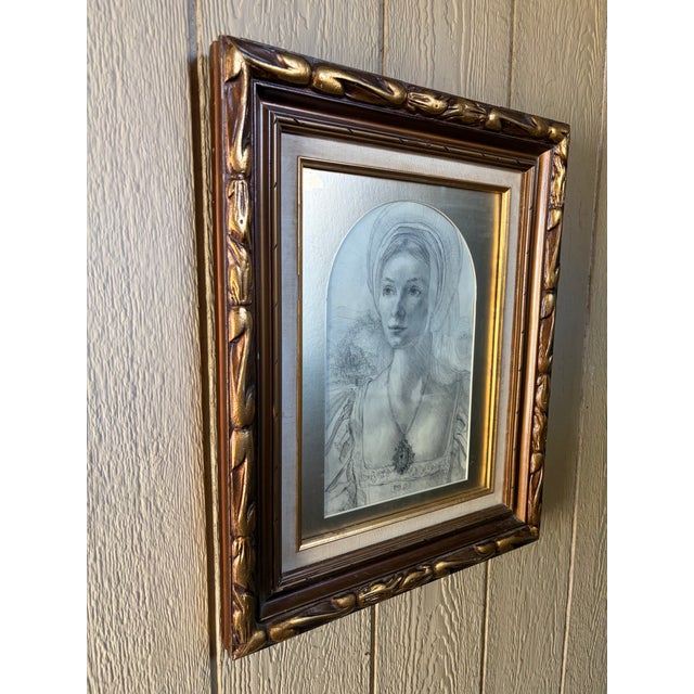 1968 Mid-Century Modern Robert Tripp Framed Pencil Portrait Drawing For Sale - Image 4 of 12