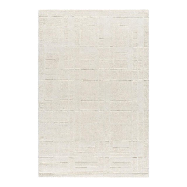 Frank Lloyd Wright Foundation x SURYA Luxuries Handmade Rug Cream 5x8 For Sale