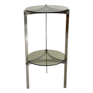 Vintage Chrome and Glass Side Table, 1970s For Sale