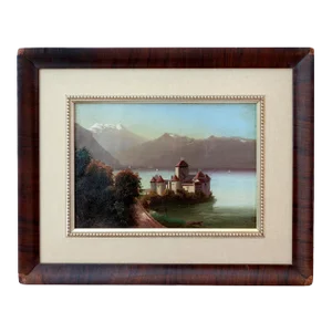 Swiss Painting of the Chateau De Chillon on Lake Geneva