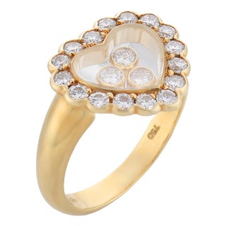 Mid 20th Century Chopard Happy Diamond 18k Yellow Gold Heart Ring, Size 4 For Sale